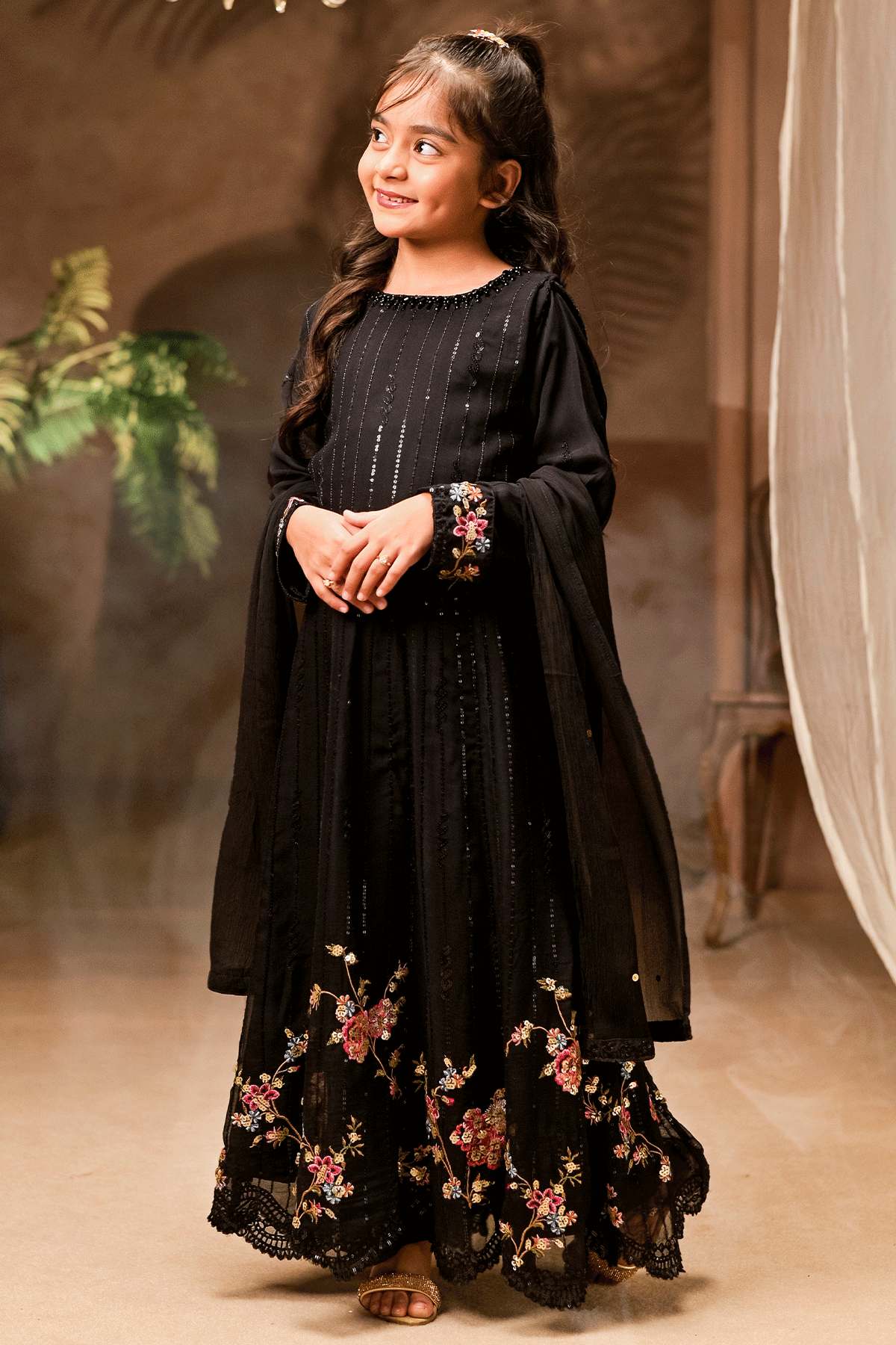 Mom & Me Pret Twinning Black Embroidered | N2440 | 3 Piece | Kid/Girl