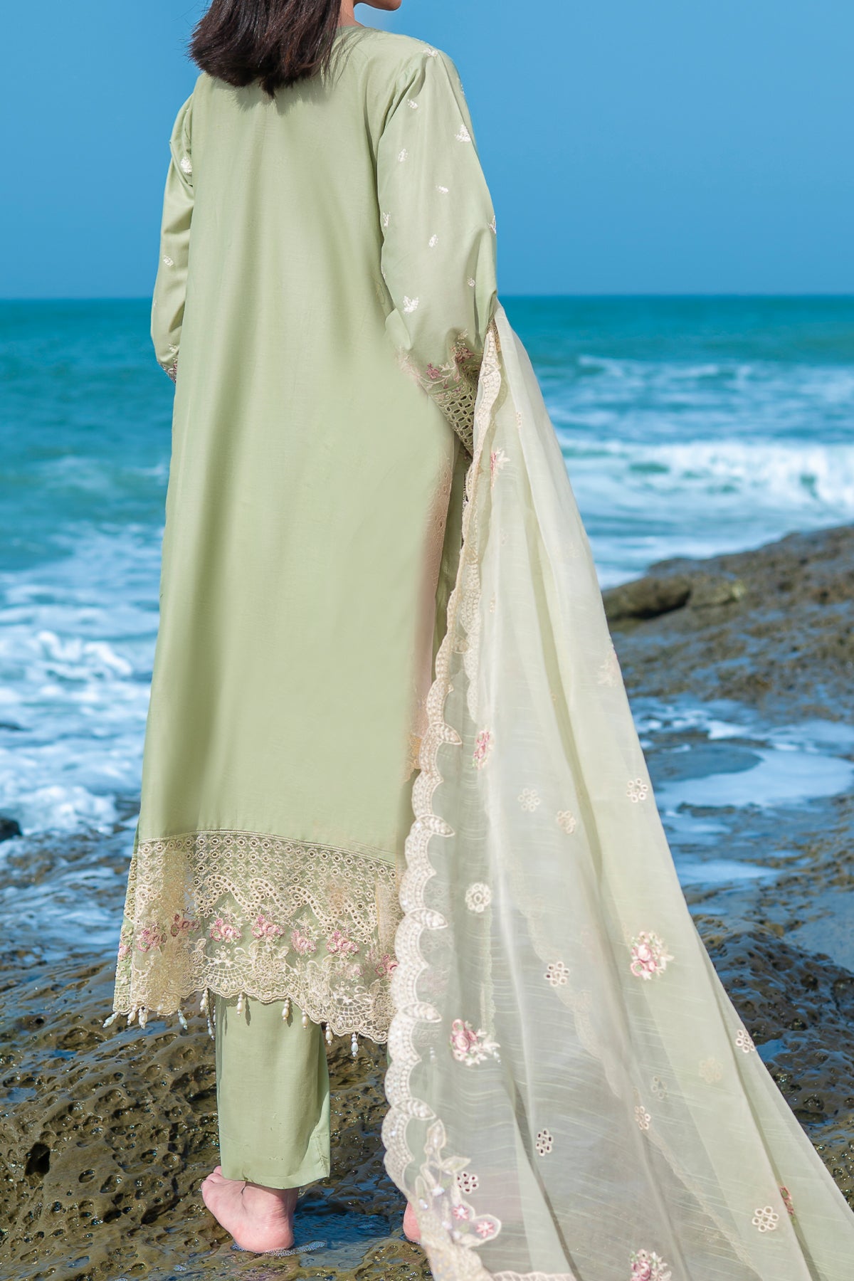 Women's 3 Piece Embroidered Cotton Pakistani Dress | Ready-to-Wear Salwar Kameez | CTN 471