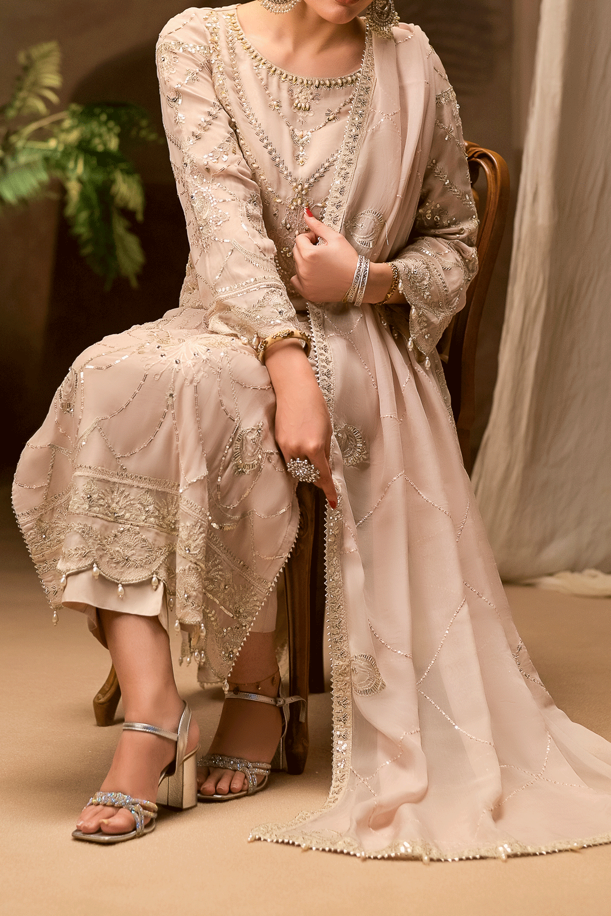 Embroidered Chiffon Shalwar Kameez with Gharara & Dupatta | RTW | N2433