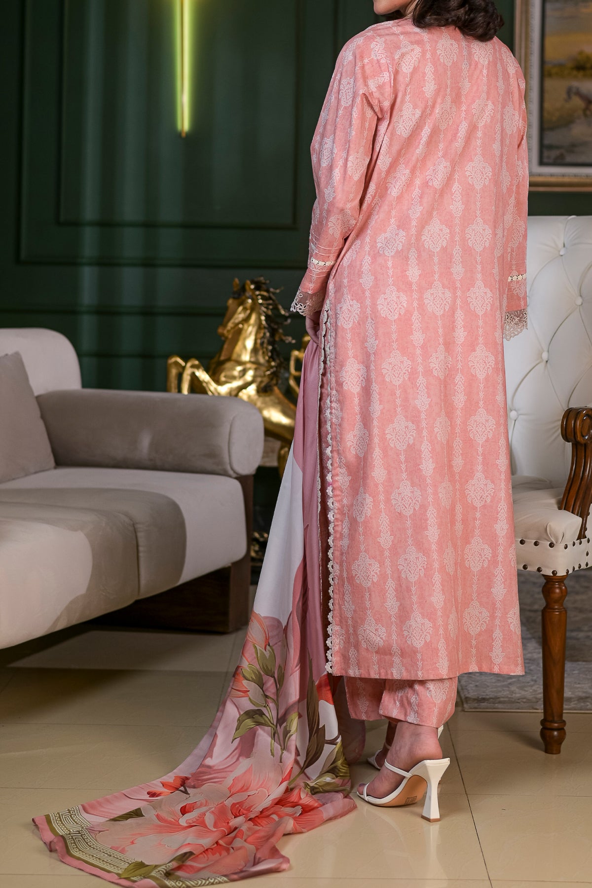Women's 3 Piece Unstitched Printed Lawn Suit with Dupatta | Pakistani Designer Dress | DPC 416
