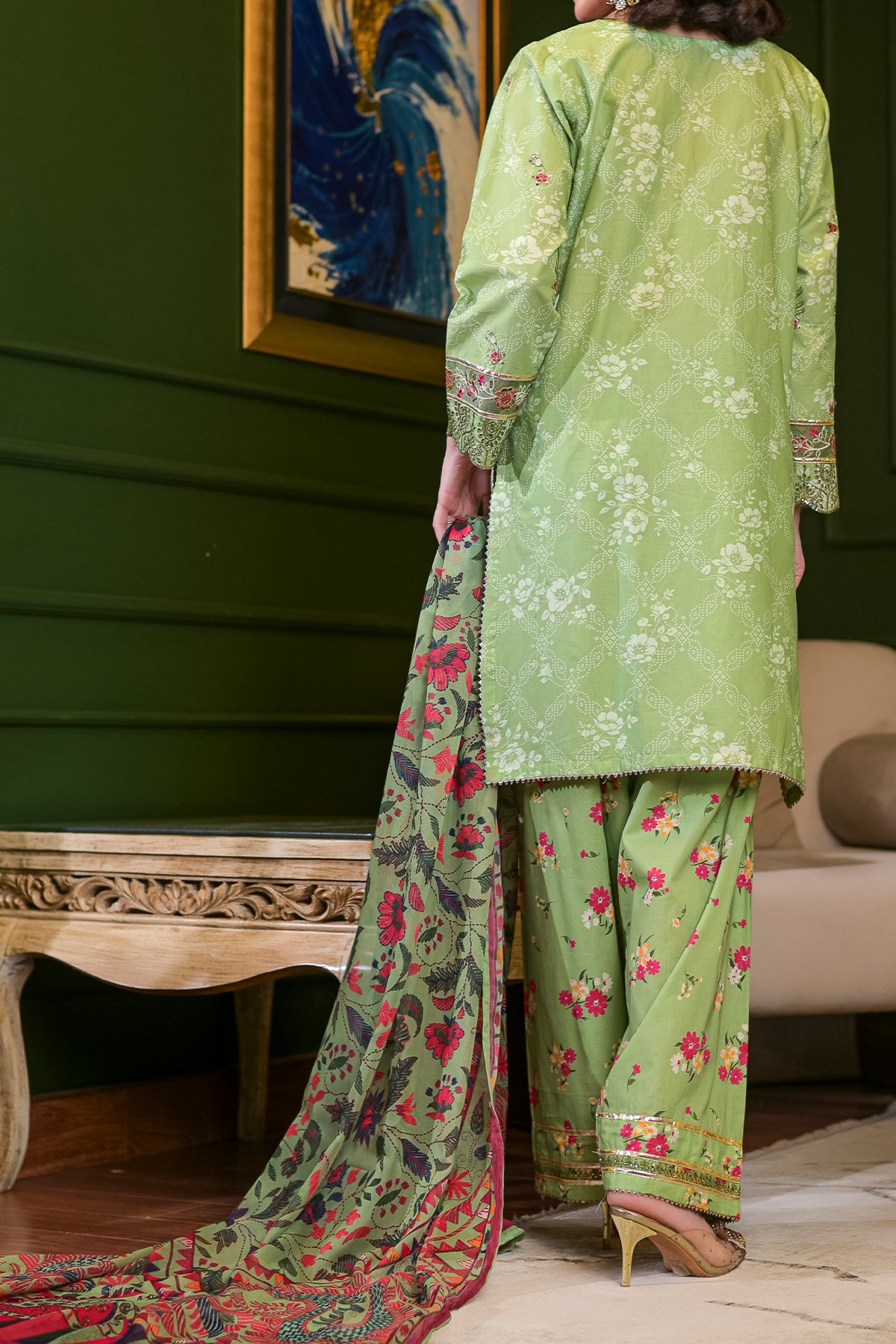 Luxury Printed Lawn Pakistani Suit for Women – 3 Piece Unstitched Summer Dress | DPC 454