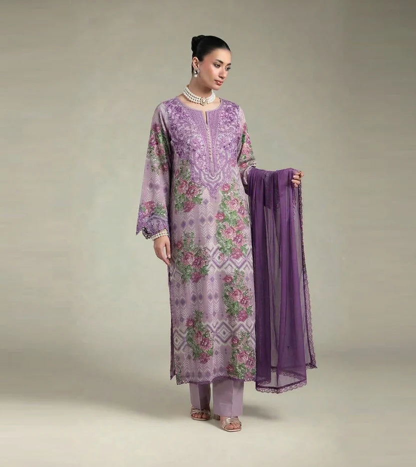 Lylic printed lawn 3-piece suit with embroidered neckline and sleeves – EMPR70
