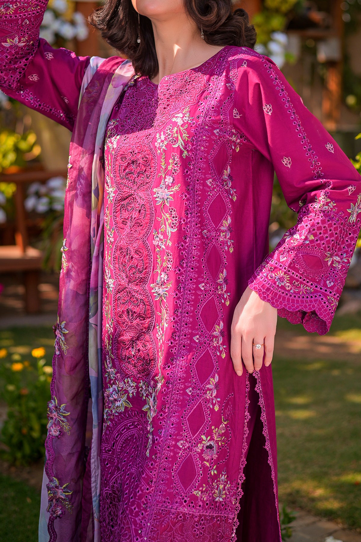 3-Piece Unstitched Embroidered Lawn Suit | Zarufa Creations | CTN-464
