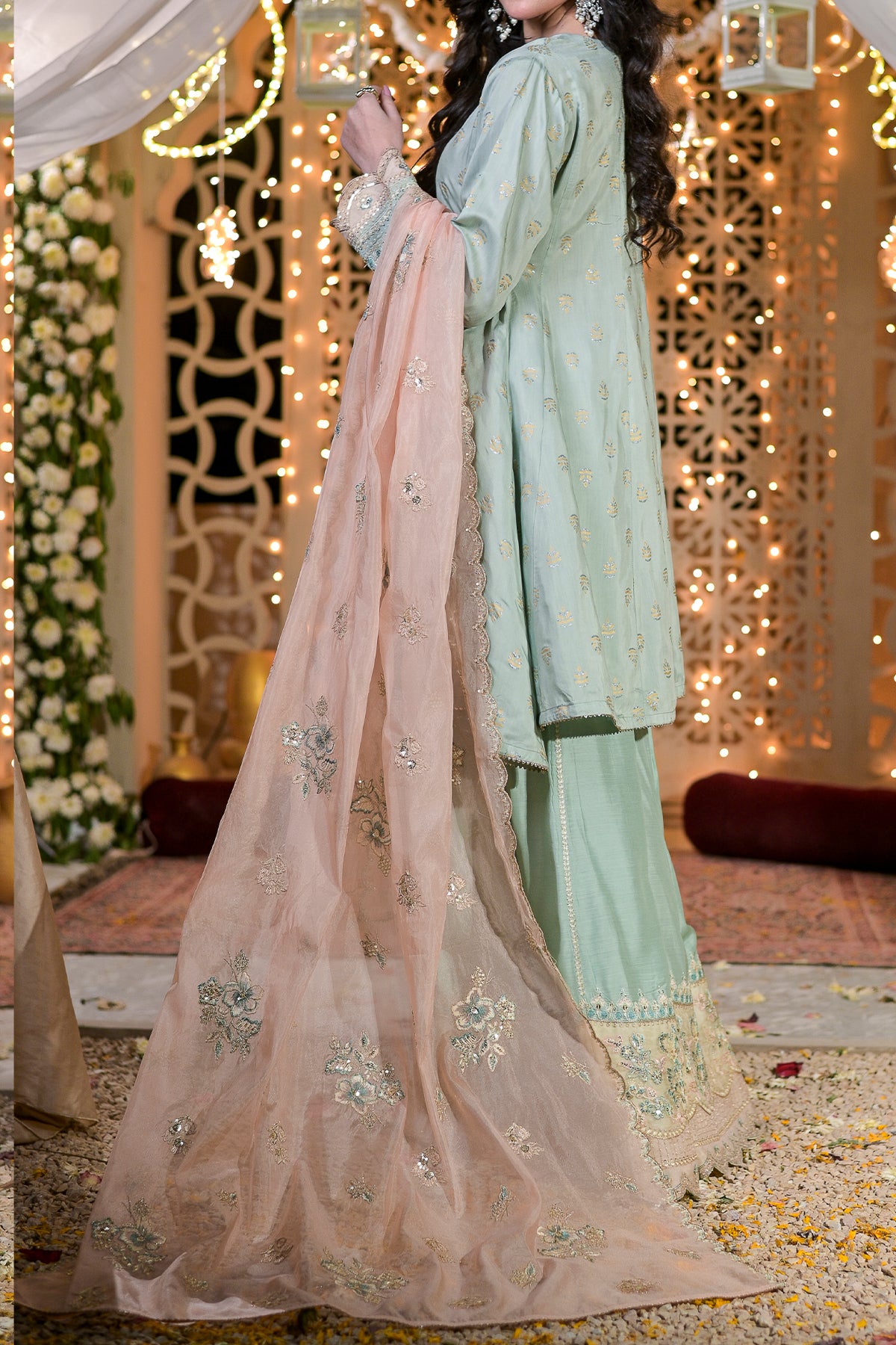 RTW 3 piece Fancy Jacquard - FJ285 - Sharara Suit