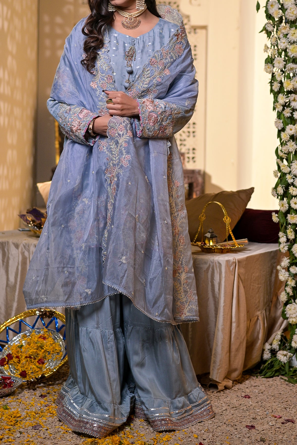 RTW 3 piece Fancy Jacquard - Gharara Suit - FJ288