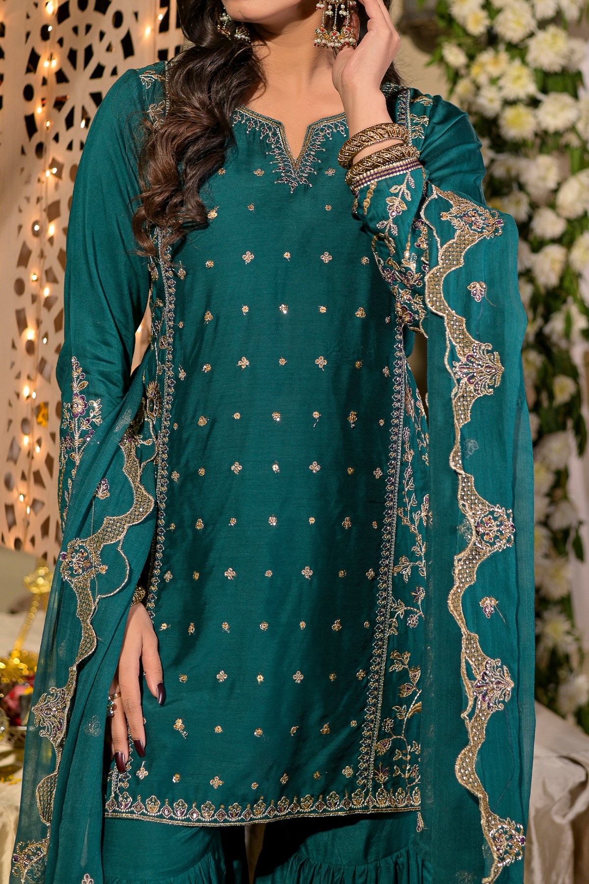 Zinc Embroidered Garara Suit | 3-Piece RTW Shalwar Kameez | VS586