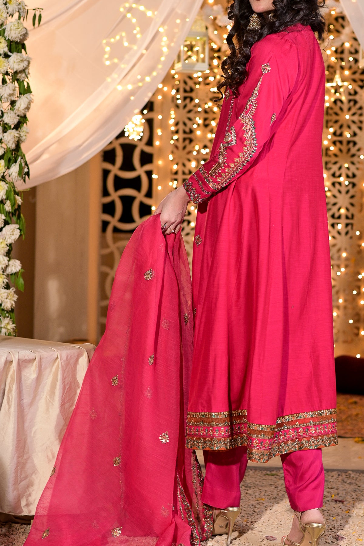 Shocking Pink Embroidered Frock Shalwar Kameez | 3-Piece Ready to Wear | VS590
