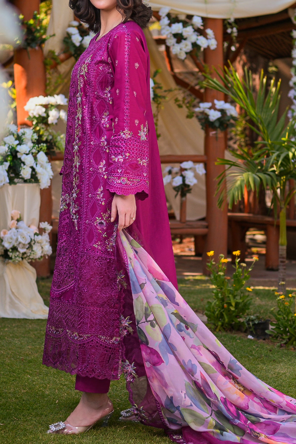 3-Piece Unstitched Embroidered Lawn Suit | Zarufa Creations | CTN-464