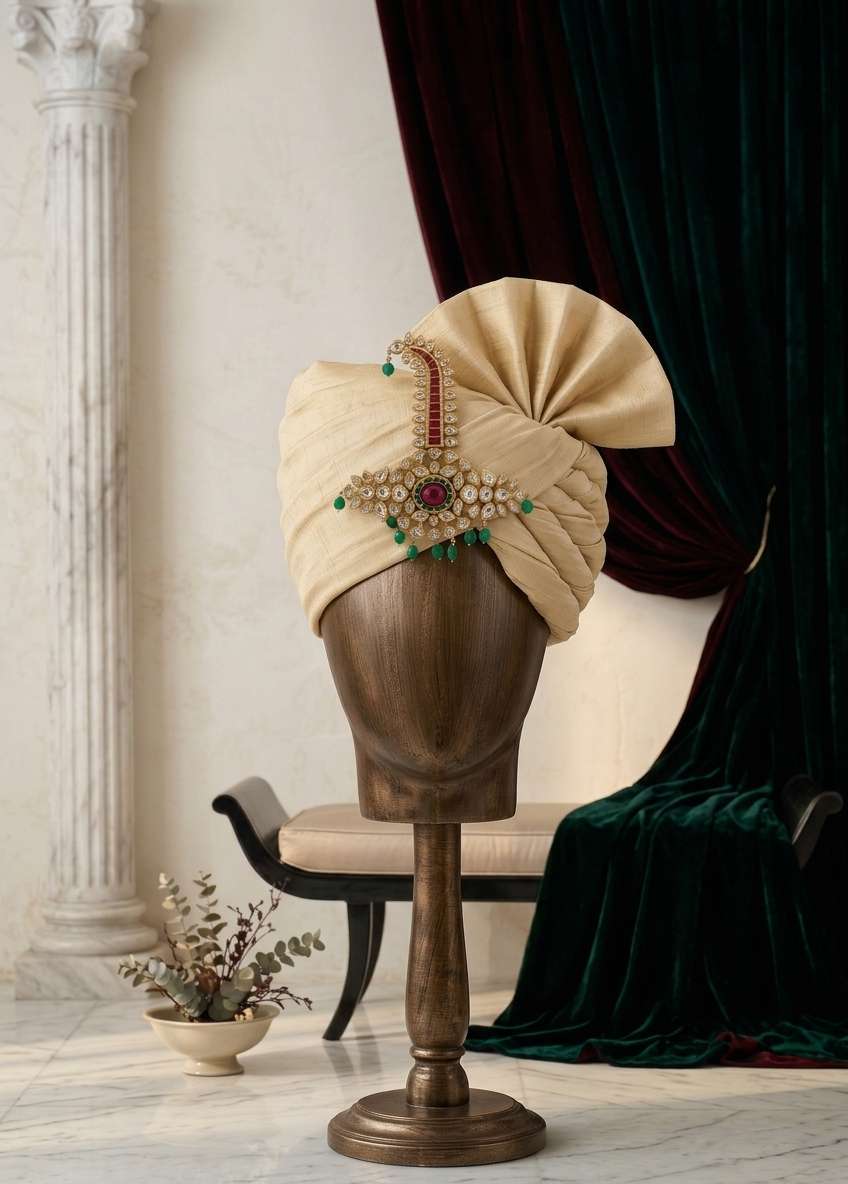 Decorative safa pin brooch for groom turban — Pakistani wedding accessory