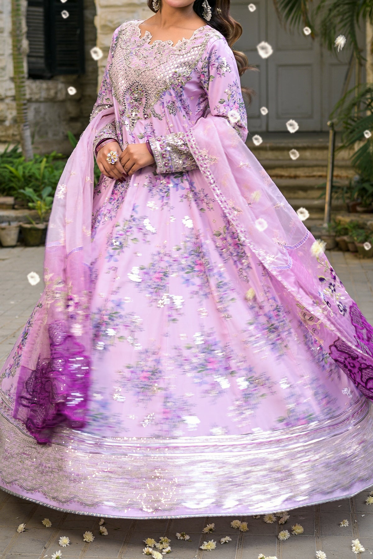 Mauve Embroidered Maxi Dress with Dupatta Formal Wear Zarufacreations Mauve Embroidered Maxi Dress with Dupatta Formal Wear Zarufacreations